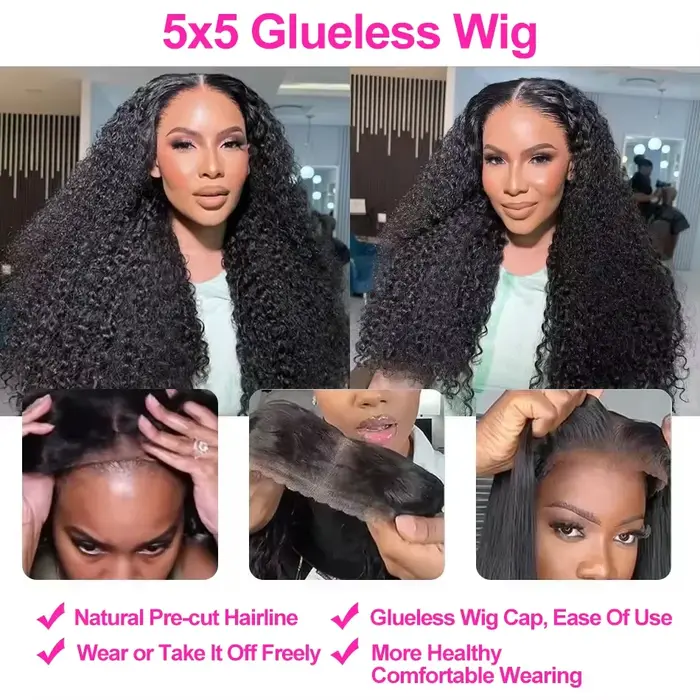 Perruque Brésilienne Naturelle Remy Cheveux Crépus Bouclés