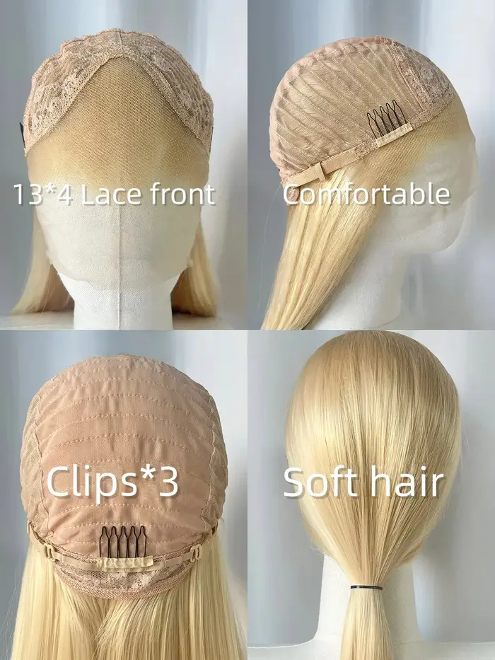Perruques synthétiques blondes 613 à dentelle frontale pour femmes