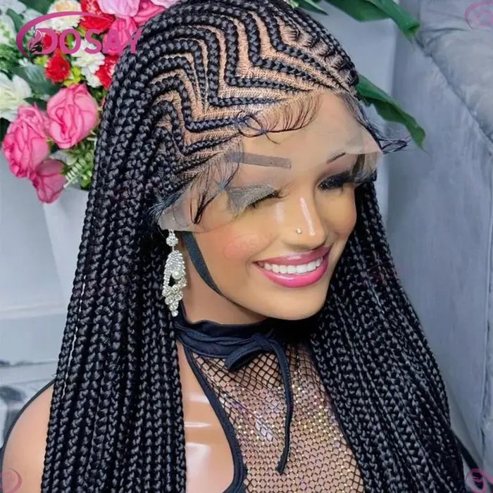 36 "Tresse Cornrow Cheveux Perruque Synthétique Tressée Perruques Pour Femmes Pleine Dentelle