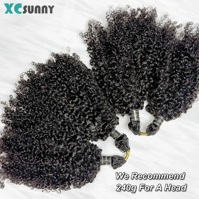 Crochet cheveux humains crépus bouclés pré-séparés plume Crochet Extensions de cheveux humains sans