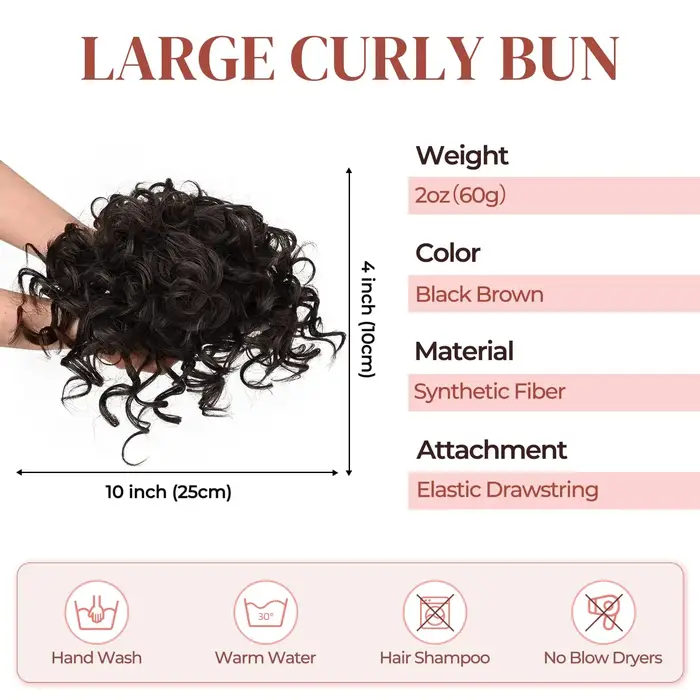 Chignon synthétique en désordre, 60g, cordon élastique, vague lâche, bouclé, Extensions de cheveux p
