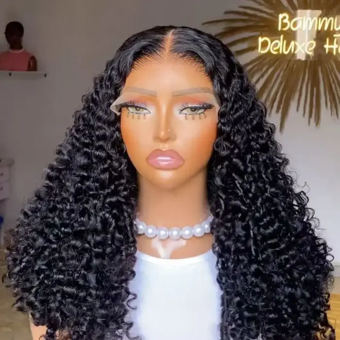 Short Bob Cut Kinky Curly Ponytails 13X4 Lace Frontal Synthetic Wig For Black Women Preplucked Bleach Knots Cosplay Daily Party