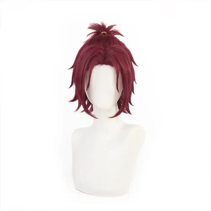 Ensemble Stars Cosplay Isara Mao Perruque, Trickstar Rouge Foncé, Frange Courte au Milieu, Idol Roleplay, Cheveux Synthétiques