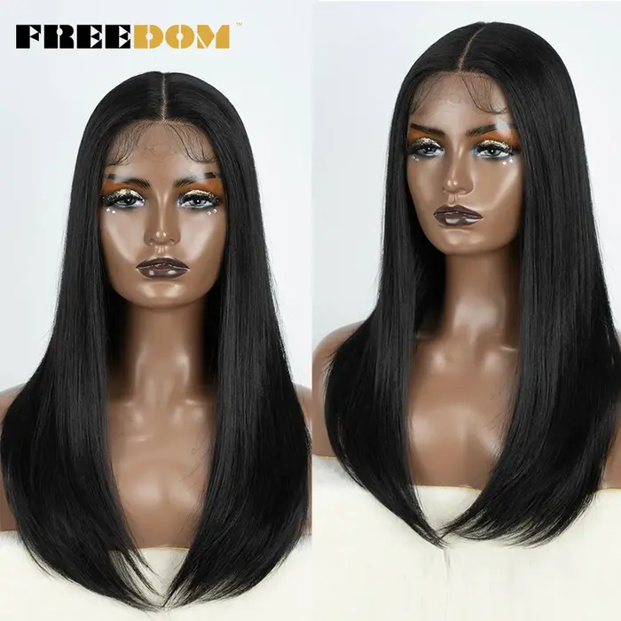 FREEDOM cheveux synthétiques avant de lacet perruques pour les femmes noires droite Bob perruques 22