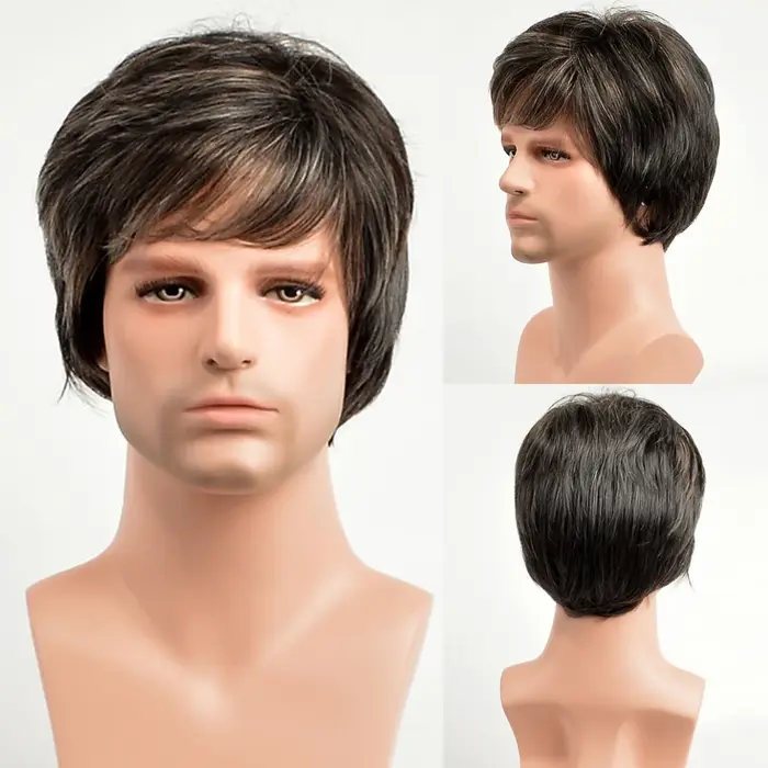 MSIWIGS – perruque synthétique courte et lisse pour hommes