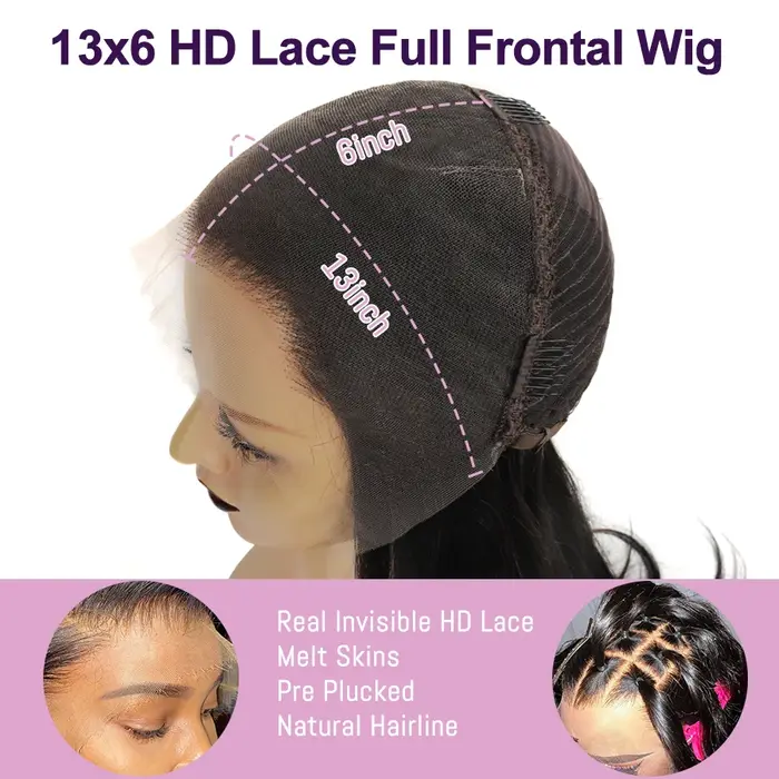 Wow ange chocolat brun HD dentelle frontale perruque vague de corps 250% 13x6 HD dentelle avant perr