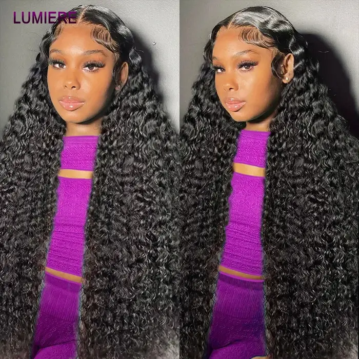 Afro profond crépus bouclés cheveux humains 3/4 Bundle avec fermeture frontale en dentelle transpare
