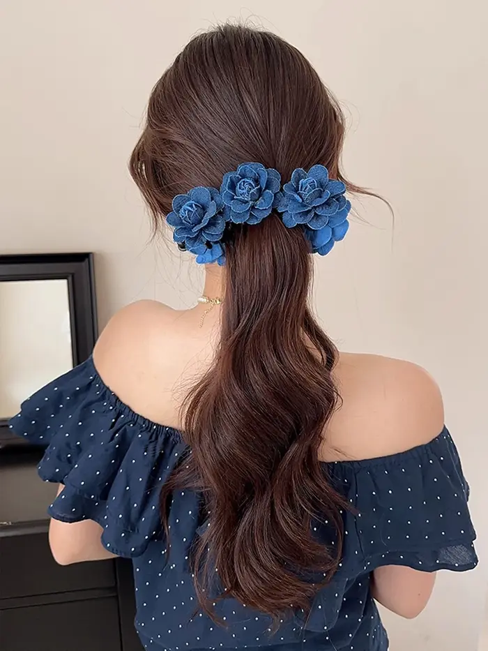 Clip banane en denim bleu rétro haut de gamme