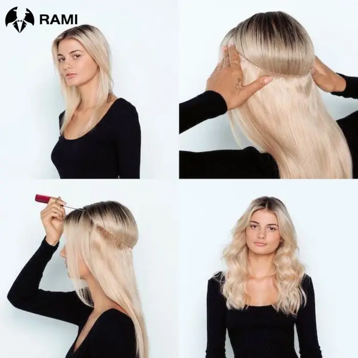 Extensions de trame de ligne de poisson une pièce 100% cheveux humains 12-26 pouces # 5/30 Rouge Marron Doré Pour Tons Chauds