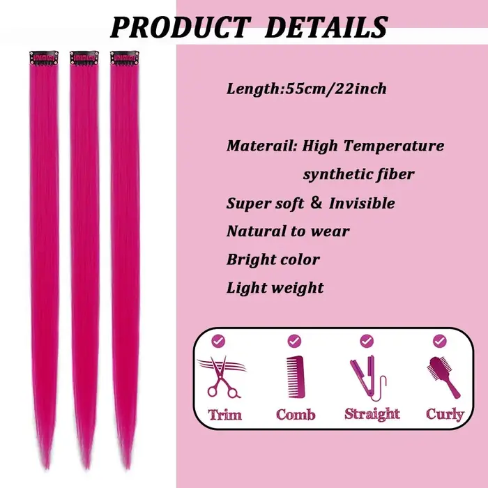 Extensions capillaires synthétiques colorées à clipser