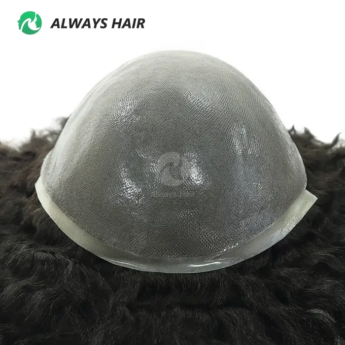 Afro toupet Curl 4mm 6mm 8mm 12mm 0.12-0.14mm peau Afro perruque pour hommes noirs vrais cheveux hum