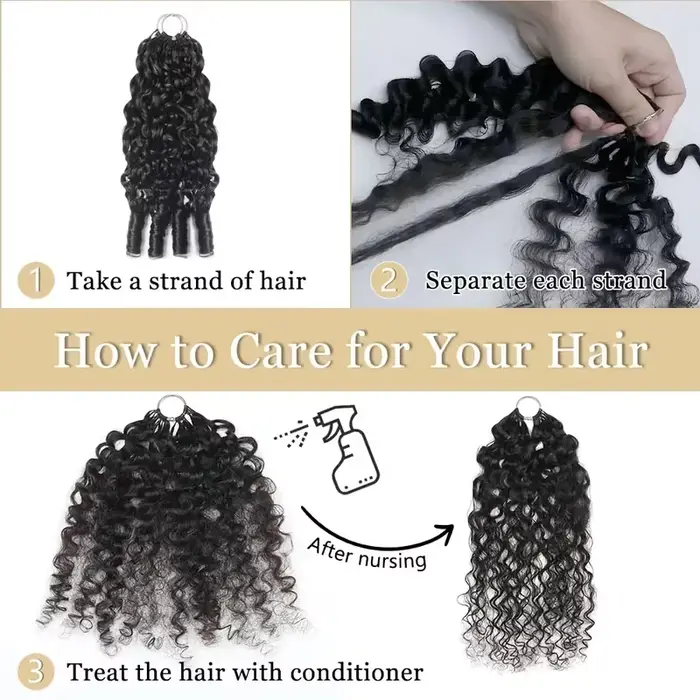 Extensions de cheveux humains bouclés birmanes au crochet, sans nœuds, pré-séparées, avec pointes bo