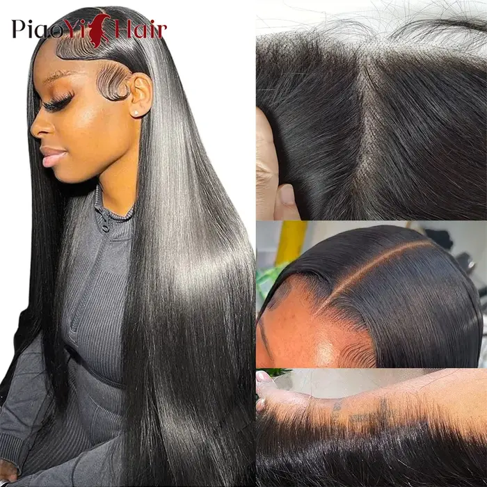 Perruque Lace Frontal Wig brésilienne naturelle, cheveux lisses, 13x6, 13x4, HD, pre-plucked, 4x4, 5
