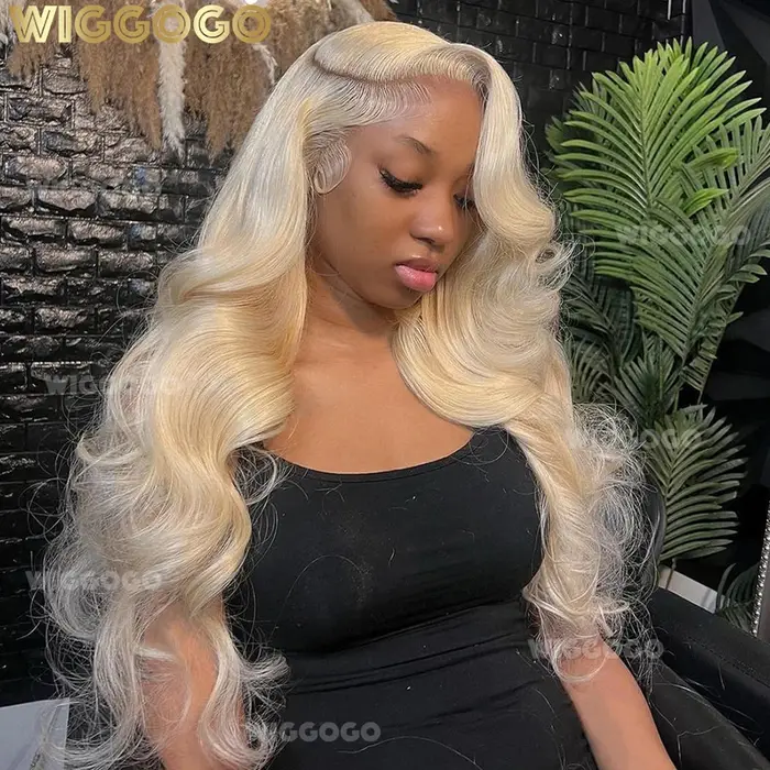 613 perruque de cheveux humains 13X6 vague de corps Blonde Hd dentelle frontale