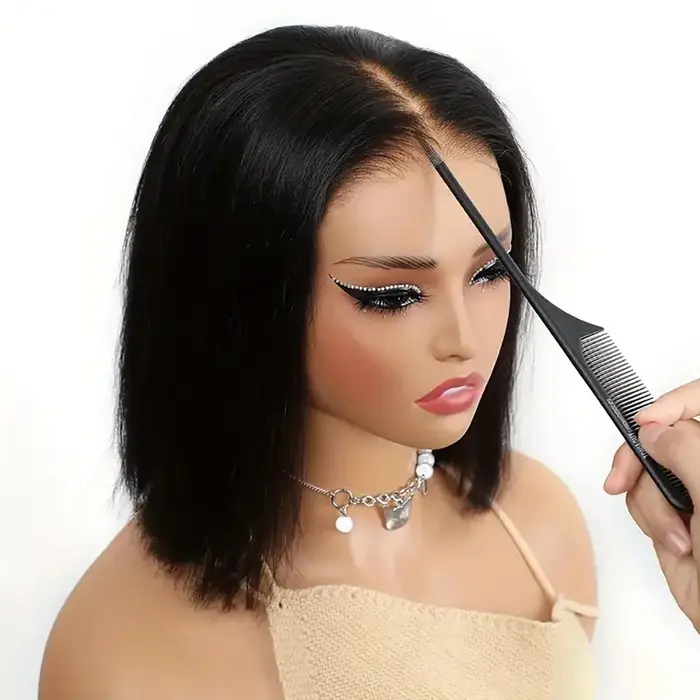 Perruque Bob sans colle en cheveux humains, perruques courtes Bob à porter directement pour femmes, 