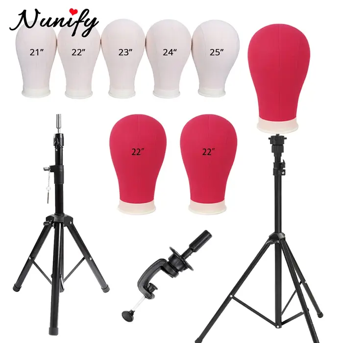 Nunify Mannequin tête support de perruque Rose Rose 22 "tête en toile 21-25" support de tête de perr