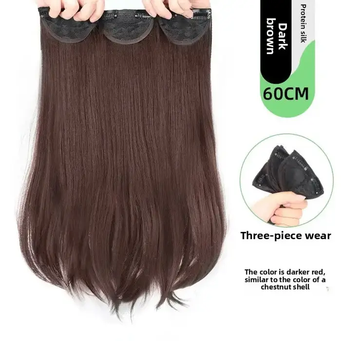 Extensions de perruque trois pièces cheveux longs et raides réalistes pour femmes Extensions de chev