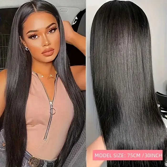 Perruque Lace Front en Cheveux Humains Raides Brésiliens 2026 pour Femmes – Sans Colle – En Promotion