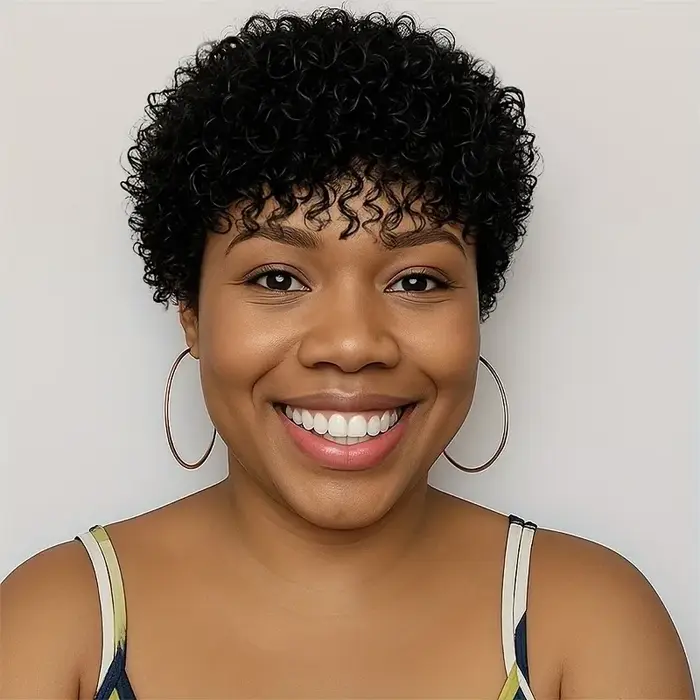Perruque de cheveux humains Afro crépus bouclés avec frange 4 pouces brésilien Remy coupe lutin eau 