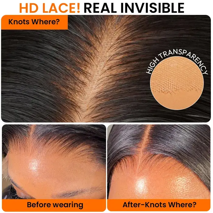 Perruques en cheveux humains sans colle 7x5 HD Lace