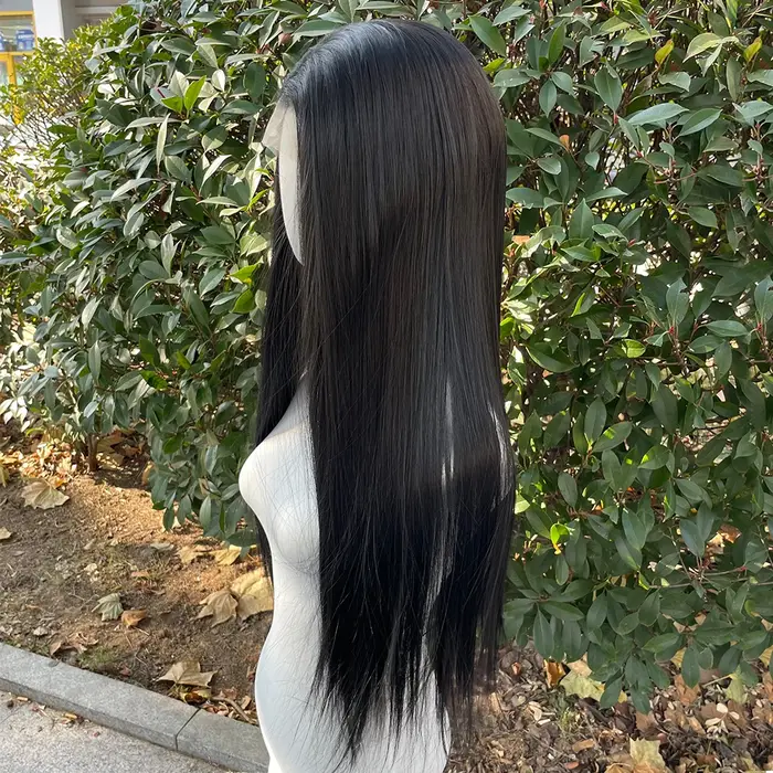Perruque Lace Front Wig synthétique noire de jais 13x4