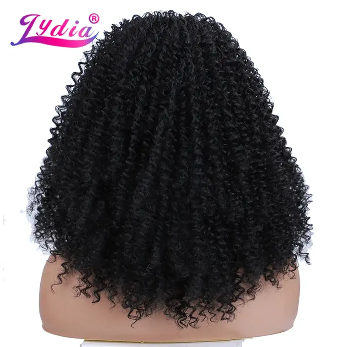 Lydia Afro Crépus Bouclés U Partie 1B # Perruque de cheveux de couleur noire
