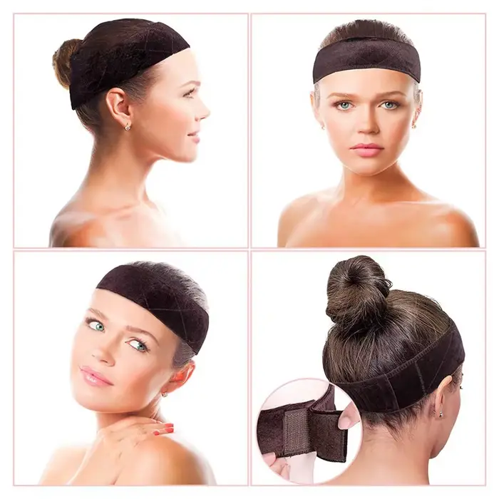 5.5cm de largeur anti-dérapant perruque Grip bandeau doux velours bandeau pour perruque Fastern régl