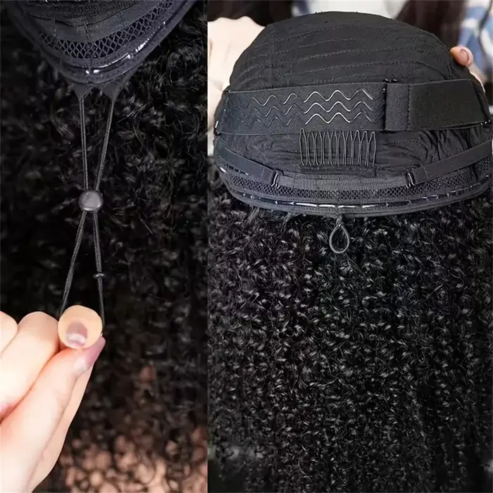 Demi-perruque de cheveux humains crépus bouclés