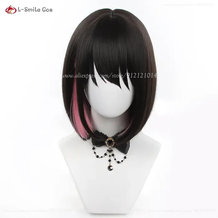 Ellen Joe Cosplay perruque 32 cm/35 cm noir bleu mixte Rose rouge résistant à la chaleur cheveux synthétiques Anime