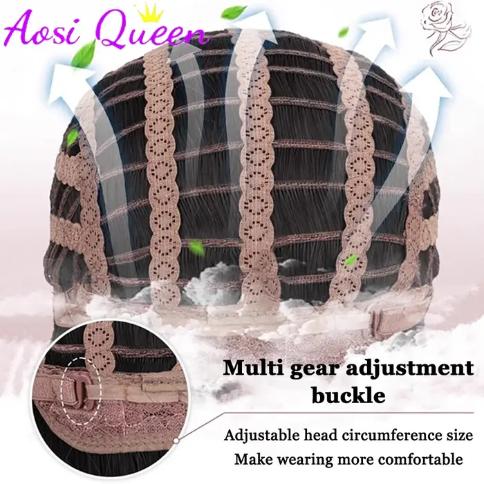 AosiQueen – perruques synthétiques ombrées noires et roses pour Cosplay, perruques longues et ondulé