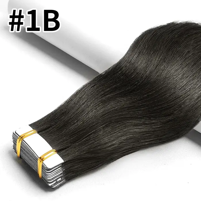 Extensions de cheveux humains lisses à bandes adhésives, cheveux brésiliens, extensions adhésives Sk