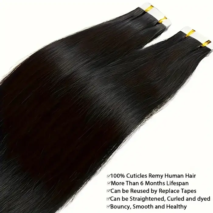 Extensions de cheveux à bandes adhésives lisses 100%