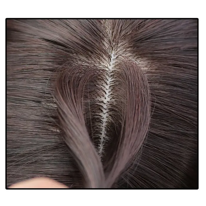 25 cm perruque pièce cheveux raides Toppers postiche anti-dérapant pince en femmes frange