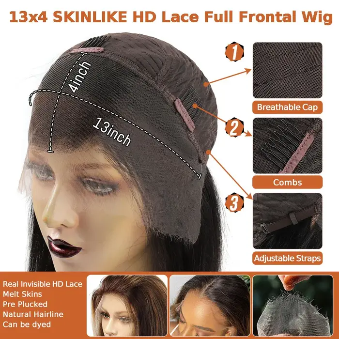 BEEOS-Perruque Lace Front Wig Brésilienne Naturelle, Cheveux Humains, Coupe Pixie, Pre-Plucked, 13x4