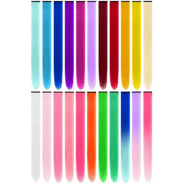 Extensions capillaires synthétiques à clips multicolores