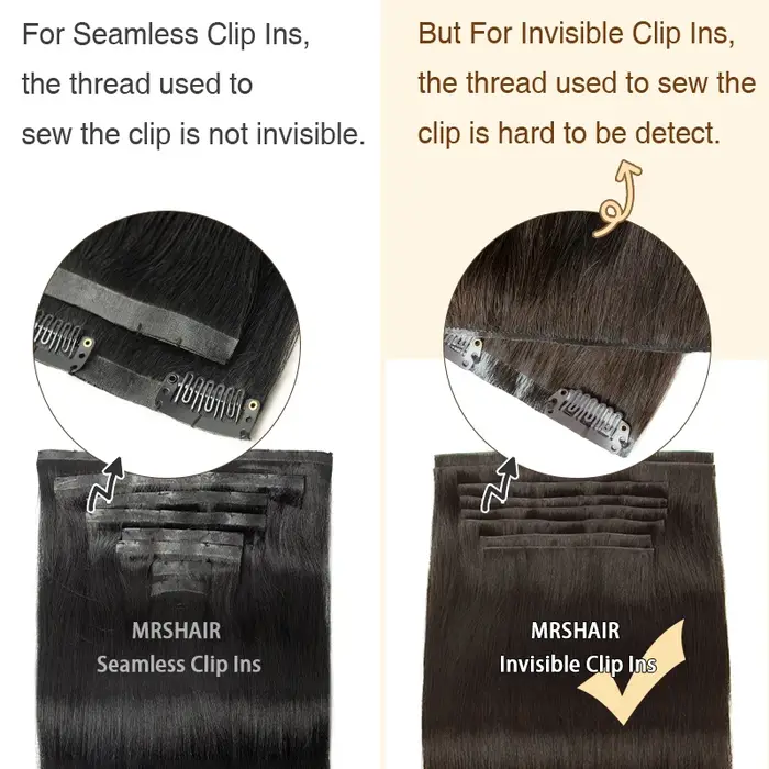 Clip en PU épais Invisible dans les Extensions de cheveux humains, bande de trame en PU sans couture