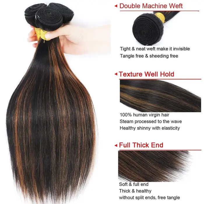 Mèches brésiliennes Remy lisses avec Closure 4x4