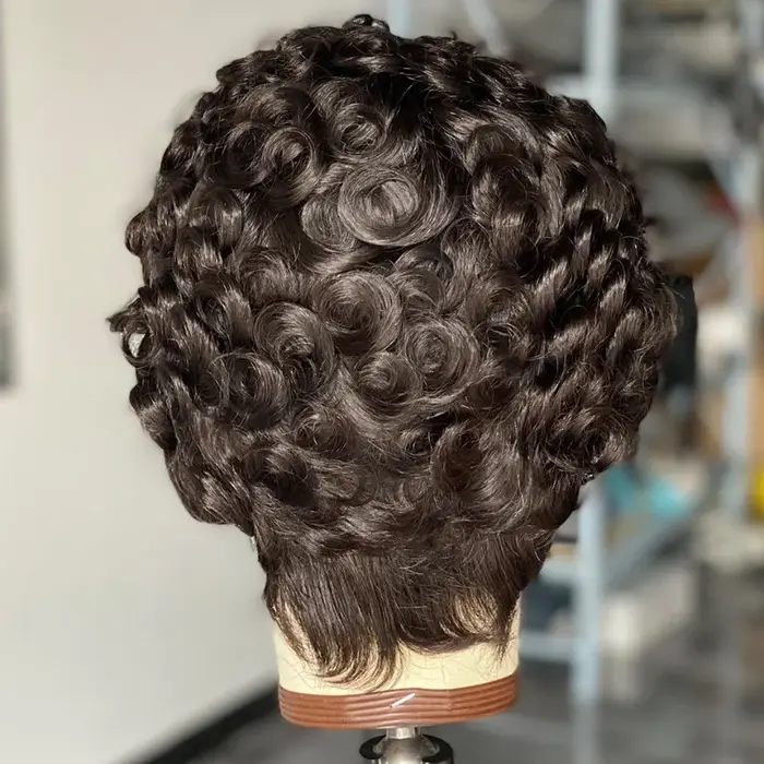 12A Pixie bouclés 13x4 dentelle frontale couleur naturelle 4 pouces perruque de cheveux humains brésilien Remy