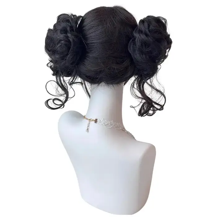 Perruque de Cosplay Double chignons mignons pour femmes et filles