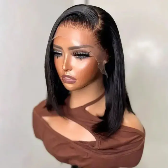 Perruque courte bob 13x6 sans colle, densité 250%, lisse comme un bâton, avec dentelle frontale HD,