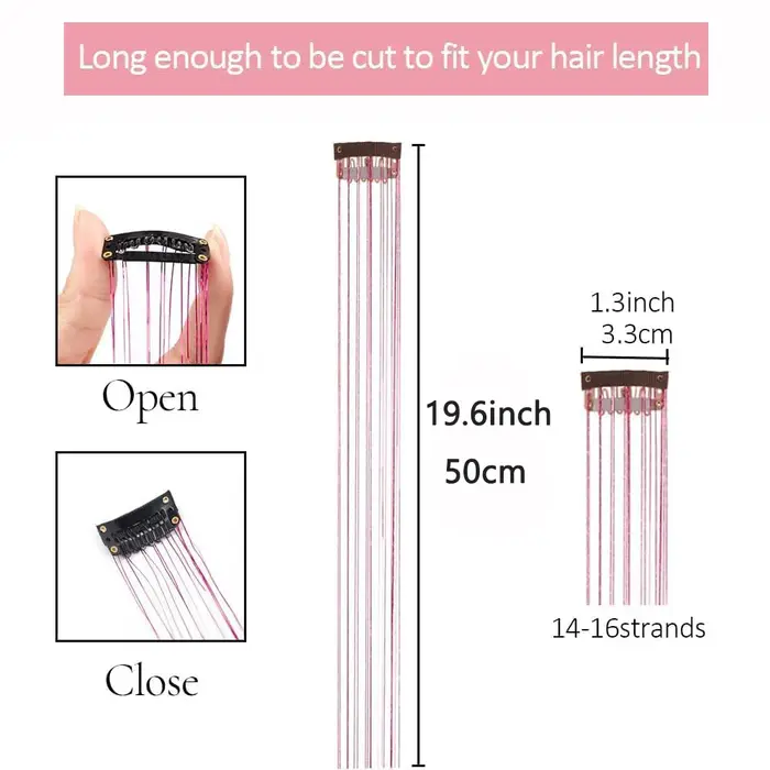 Lot de 6 mèches synthétiques à clipser de 20 pouces