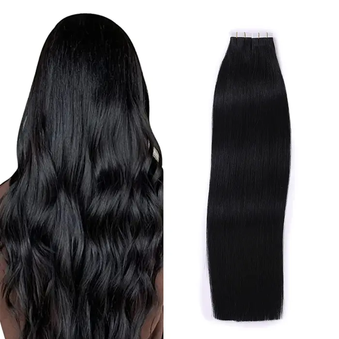 Extensions de cheveux humains vierges russes de haute qualité, en gros, avec bandes adhésives, 40 pi
