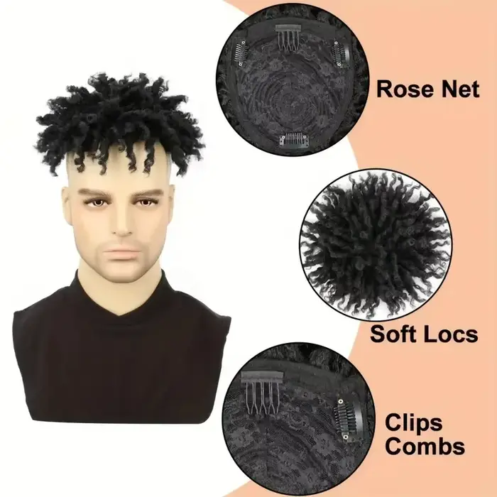 Perruque toupet courte Dreadlock avec Clips