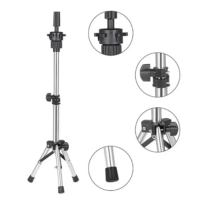 Support de tête de perruque trépied réglable en hauteur