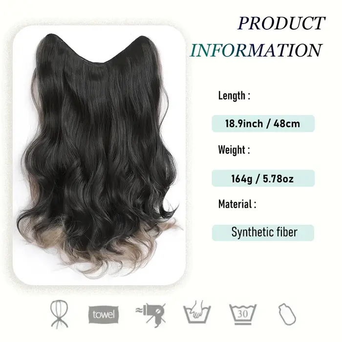 Synthétique 5 clips 50 cm extensions de cheveux colorées vague d'eau perruque rose