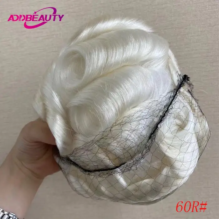 Vloop-Perruques de cheveux humains indiens en PU pour hommes, toupet, prothèse capillaire, cheveux n