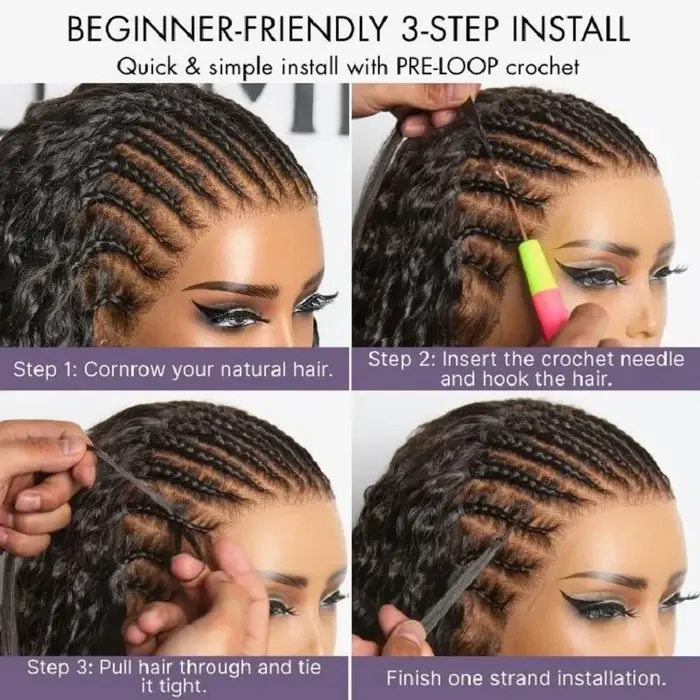 Cheveux humains au crochet : Kinky Straight, Kinky Curly, Lisse Baguette, Body Wave, Bouclés Birmans
