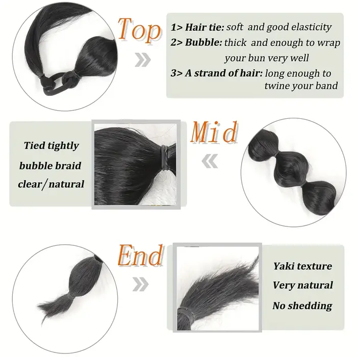 Extensions de cheveux synthétiques queue de cheval moelleuse africaine-tresse longue étendue