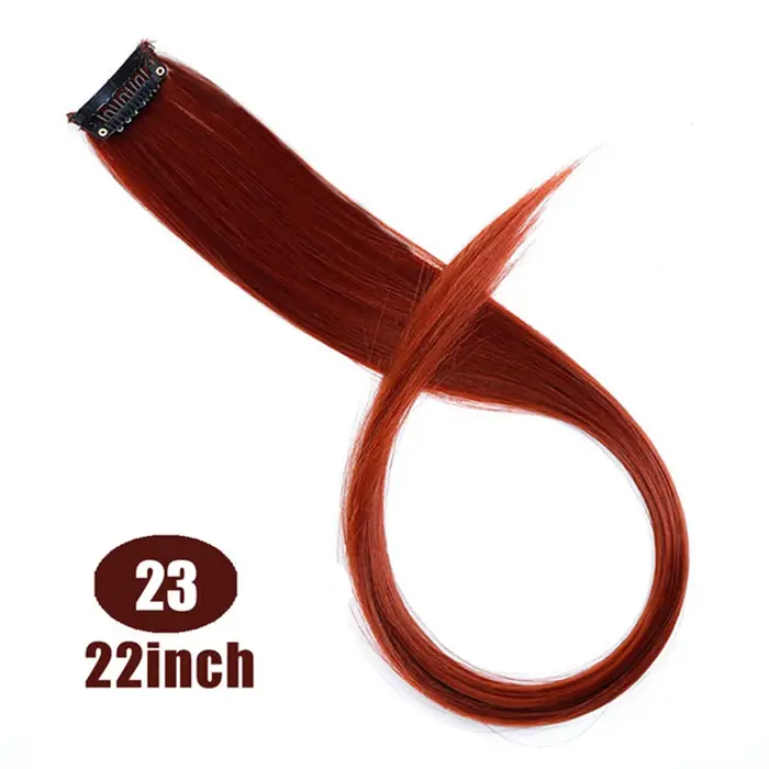 HUAYA-Extensions de Cheveux Synthétiques Longs et Lisses Colorés, Mèches sur Barrettes, Pinces, Faus