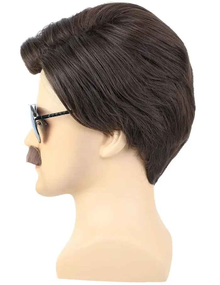 Perruque synthétique courte marron pour hommes